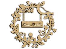 Placa Girlanda Beija Flor Bem Vindo