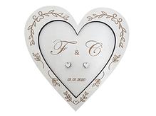 Porta Aliança Coração Gravado Branco 6mm